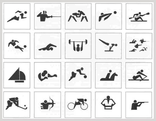 Pictograms of the 1964 Tokyo Olympics.